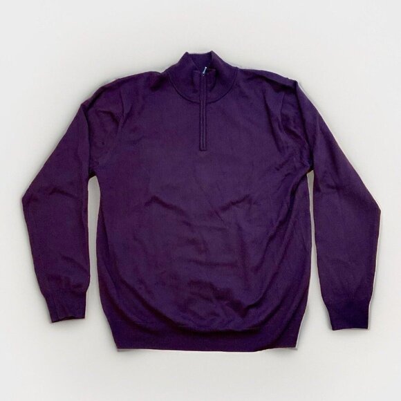 GOODTHREADS 100% Merino Wool 1/4 Zip Pullover BURGUNDY Mens Classic Sweater READ - Picture 1 of 5